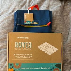 Planetbox Rover Stainless Steel Lunch Box Kit with Navy Blue Sack